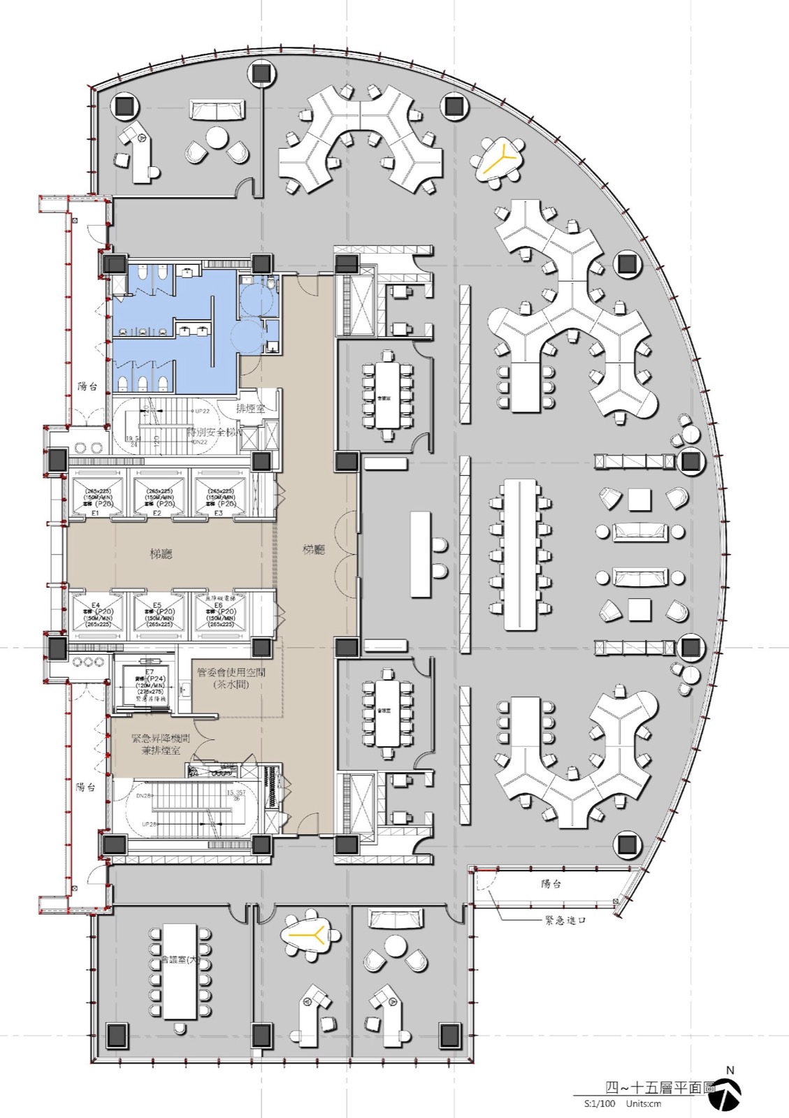 3F–20F 彈性分割辦公室平面圖